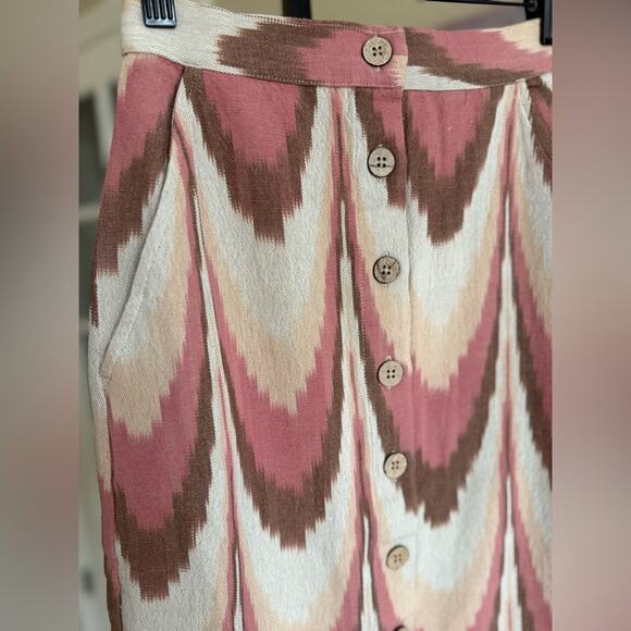 New Faherty Whitley Midi Skirt Cotton in Desert Ikat Button Down XXS - Picture 3 of 8
